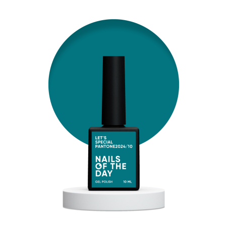 "Let's Special Pantone 2024/10 NAILSOFTHEDAY (NOTD) – profesjonalny lakier hybrydowy w turkusowym odcieniu."