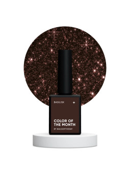 "Basilisk NAILSOFTHEDAY (NOTD) – brązowy lakier hybrydowy z odbłyskową drobinką, edycja grudniowa 2024"