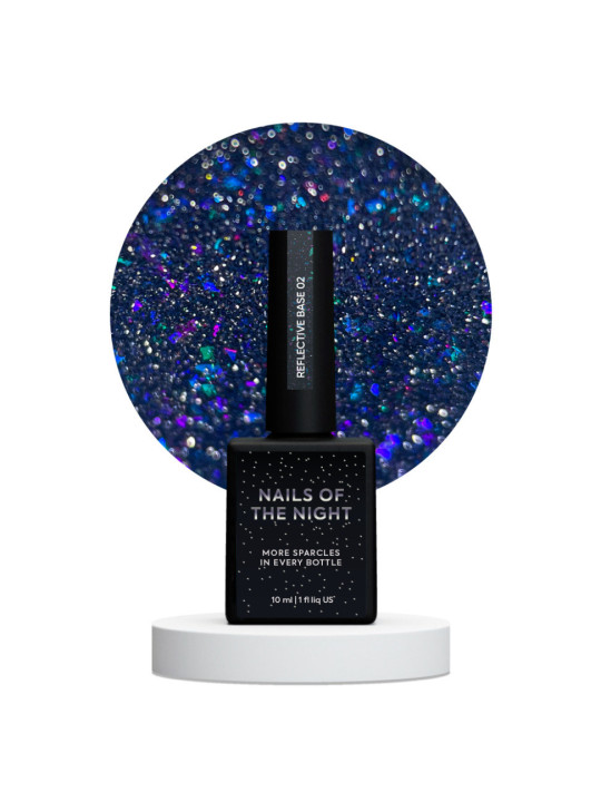 Reflective Base 02 NAILSOFTHENIGHT – odblaskowa baza z granatowo-niebieską drobinką