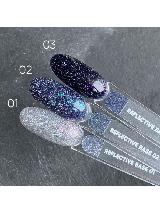 Reflective Base 02 – półprzezroczysty „sparkle” po utwardzeniu