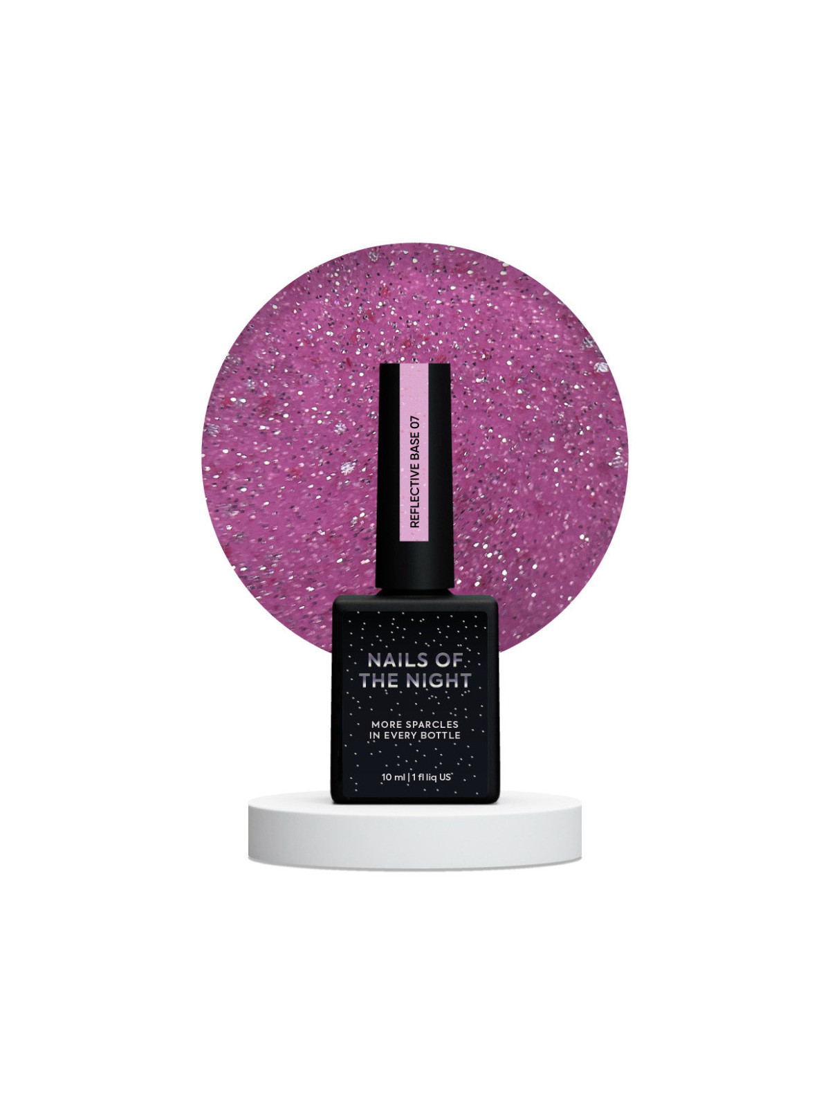 Reflective Base 07 NAILSOFTHENIGHT – odblaskowa baza z jaskrawo-różową drobinką