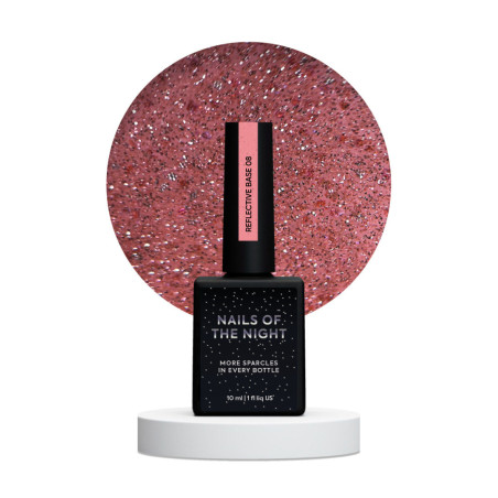 Reflective Base 08 NAILSOFTHENIGHT – odblaskowa baza z brzoskwiniową drobinką