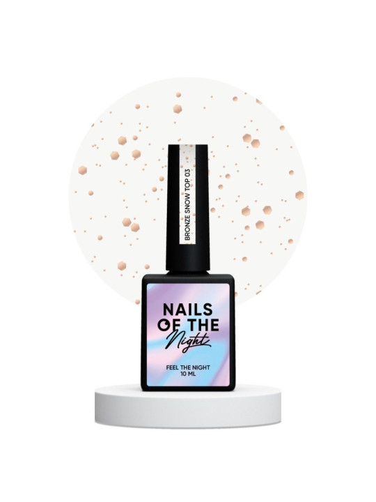 Bronze Snow NAILSOFTHENIGHT – top no-wipe  subtelny akcent metalicznych płatków na pastelowym lakierze