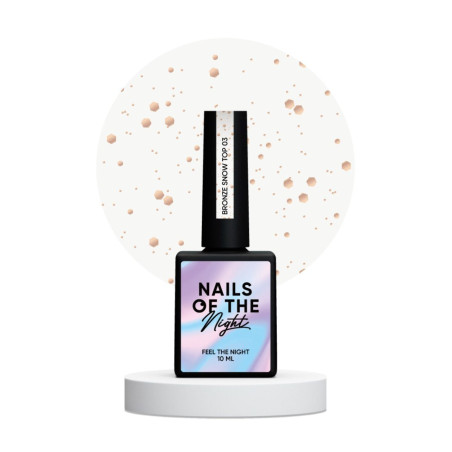 Bronze Snow NAILSOFTHENIGHT – top no-wipe  subtelny akcent metalicznych płatków na pastelowym lakierze