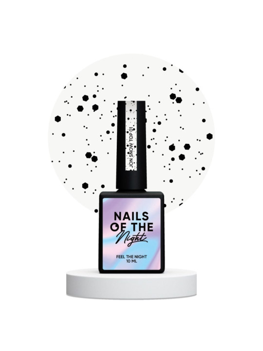 Top hybrydowy Jon Snow NAILSOFTHENIGHT z czarnymi nieregularnymi cząsteczkami