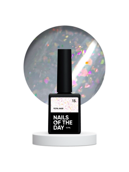 NAILSOFTHEDAY Potal Base 15 – Mleczna Baza Hybrydowa z Efektem Holograficznych Płatków