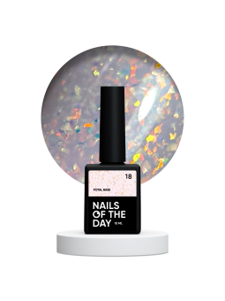 NAILSOFTHEDAY Potal Base 18 – Mleczna Baza Hybrydowa z Holograficznymi Płatkami