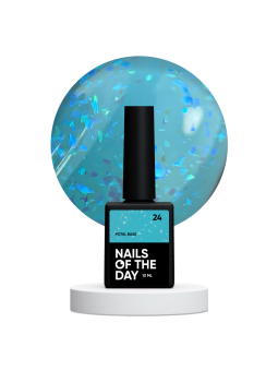 NAILSOFTHEDAY Potal Base 24 – Turkusowa Baza Hybrydowa z Holograficznymi Płatkami