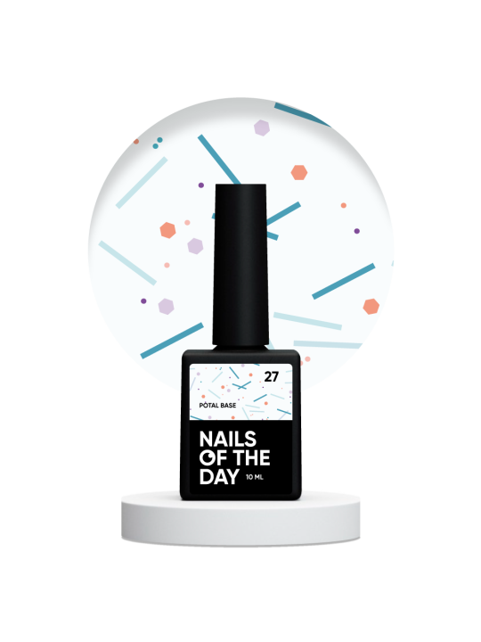 NAILSOFTHEDAY Potal Base 27 – Mleczna Baza Hybrydowa z Neonowym Brokatem