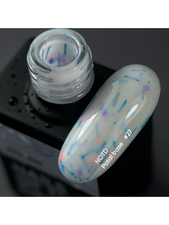 NAILSOFTHEDAY Potal Base 27 – Mleczna Baza Hybrydowa z Neonowym Brokatem