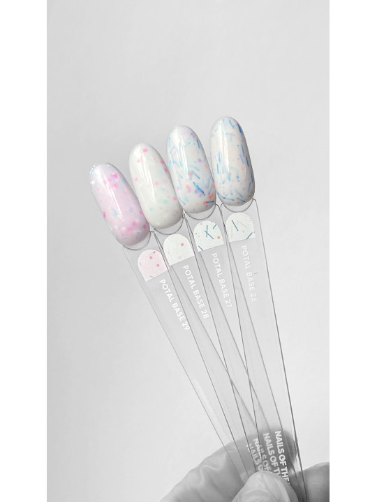 NAILSOFTHEDAY Potal Base 27 – Mleczna Baza Hybrydowa z Neonowym Brokatem