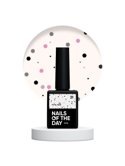 NAILSOFTHEDAY Potal Base 31 – Mleczna Baza Hybrydowa z Czarnym i Różowym Brokatem