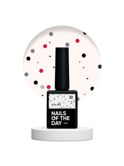 NAILSOFTHEDAY Potal Base 32 – Mleczna Baza Hybrydowa z Czarnym i Czerwonym Brokatem