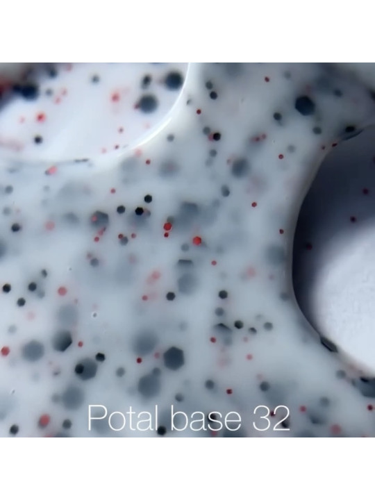 NAILSOFTHEDAY Potal Base 32 – Mleczna Baza Hybrydowa z Czarnym i Czerwonym Brokatem