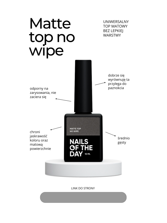 Matte Top No Wipe NAILSOFTHEDAY – Matowy Top Hybrydowy
