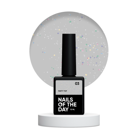 Party Top 03 NAILSOFTHEDAY – Przezroczysty Top z Holograficznymi Drobinkami Bez Przemywania