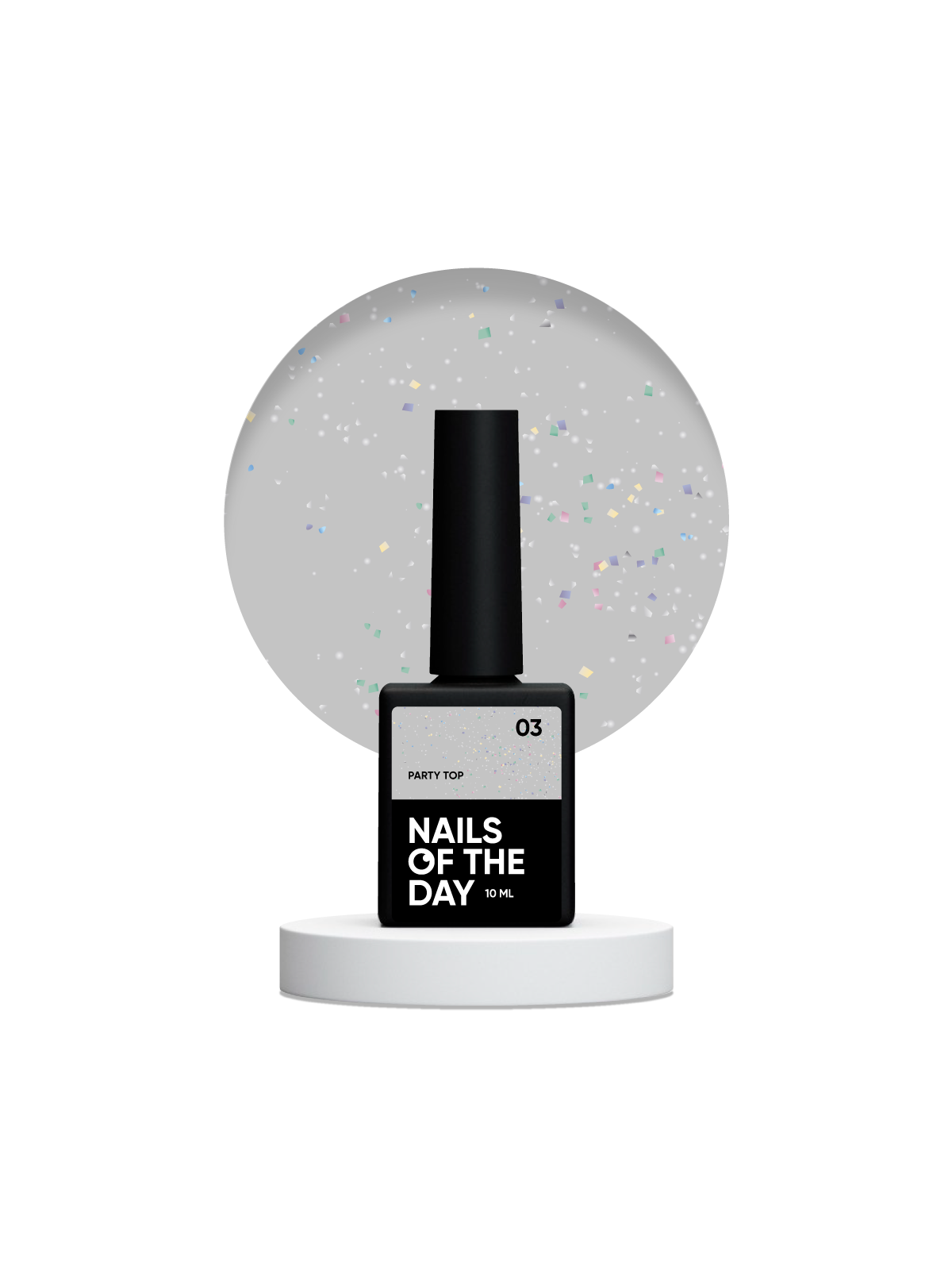 Party Top 03 NAILSOFTHEDAY – Przezroczysty Top z Holograficznymi Drobinkami Bez Przemywania