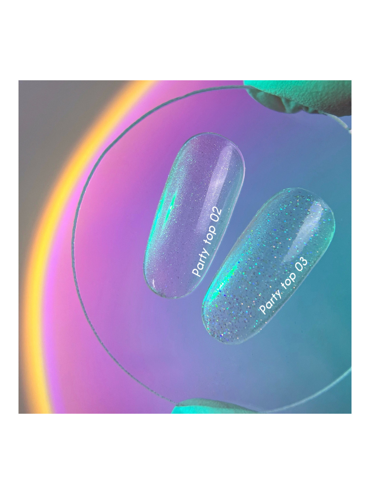Party Top 03 NAILSOFTHEDAY – Przezroczysty Top z Holograficznymi Drobinkami Bez Przemywania