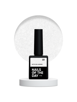 Bottle Gel Shimmer 01 NAILSOFTHEDAY – Biały Żel Budujący ze Srebrną Drobinką