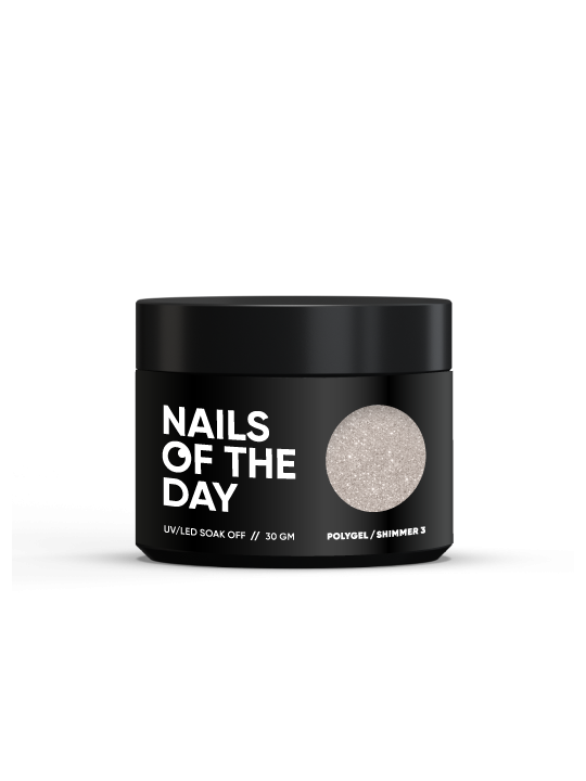 Polygel Shimmer 03 NAILSOFTHEDAY – Mleczno-Biały Akrylożel z Drobinkami do Przedłużania i Modelowania Paznokci