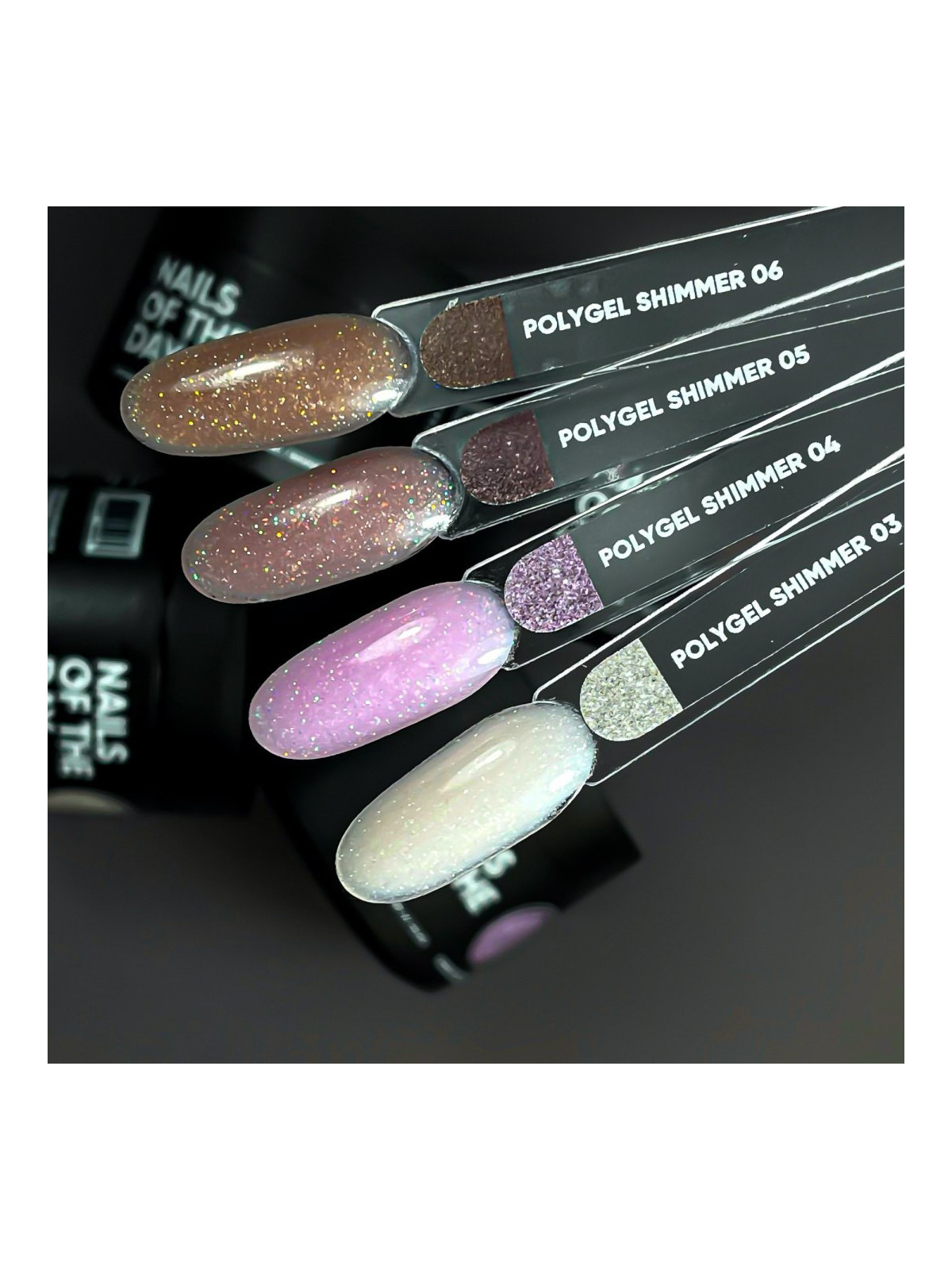 Polygel Shimmer 03 NAILSOFTHEDAY – Mleczno-Biały Akrylożel z Drobinkami do Przedłużania i Modelowania Paznokci