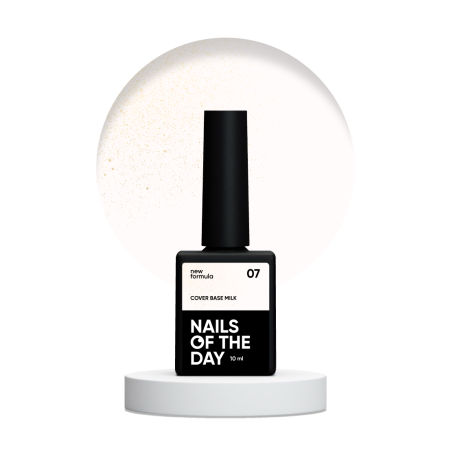 Cover Base NEW Milk 07 Nailsoftheday – Mleczna Baza Hybrydowa ze Złotym Brokatem